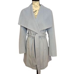 Love Tree Light Blue Wrap Belted Pockets Coat Small